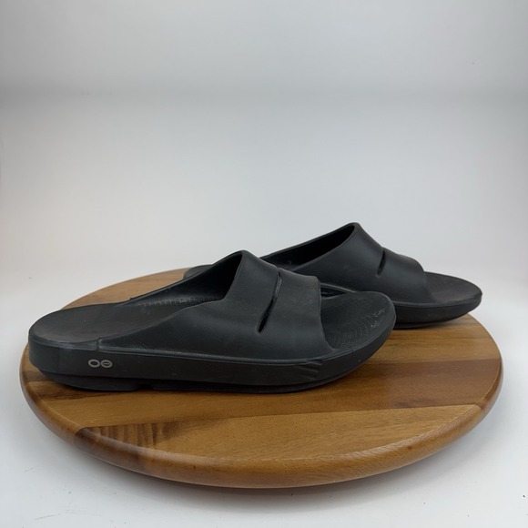 Mens Oofos OOahh Black Casual Comfort Recovery Slip On Sandals Slides Size 11 D - Picture 1 of 10